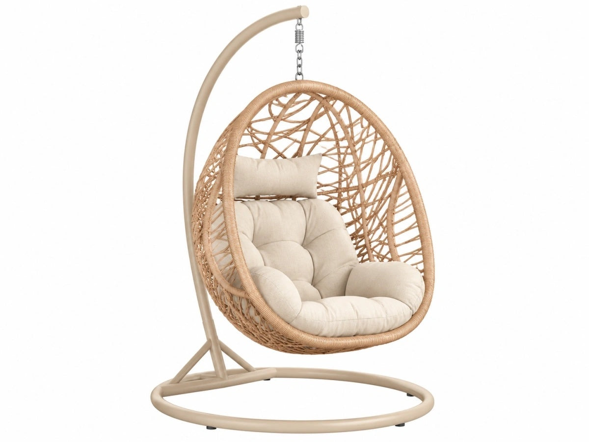 Sedia Sospesa in Rattan con Cuscini - Design Moderno per Giardino