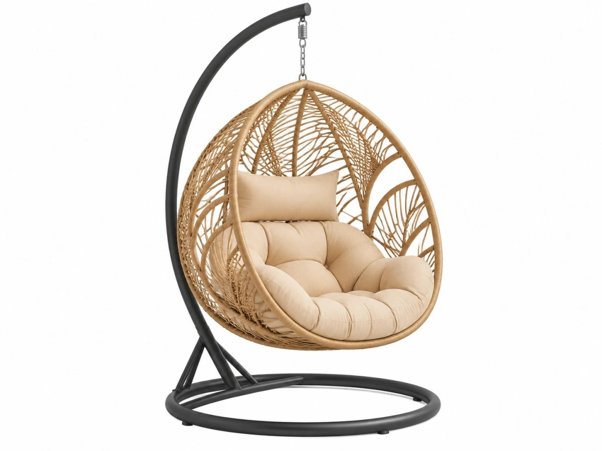 Sedia Sospesa con Basamento Metallo Rattan - Design Moderno