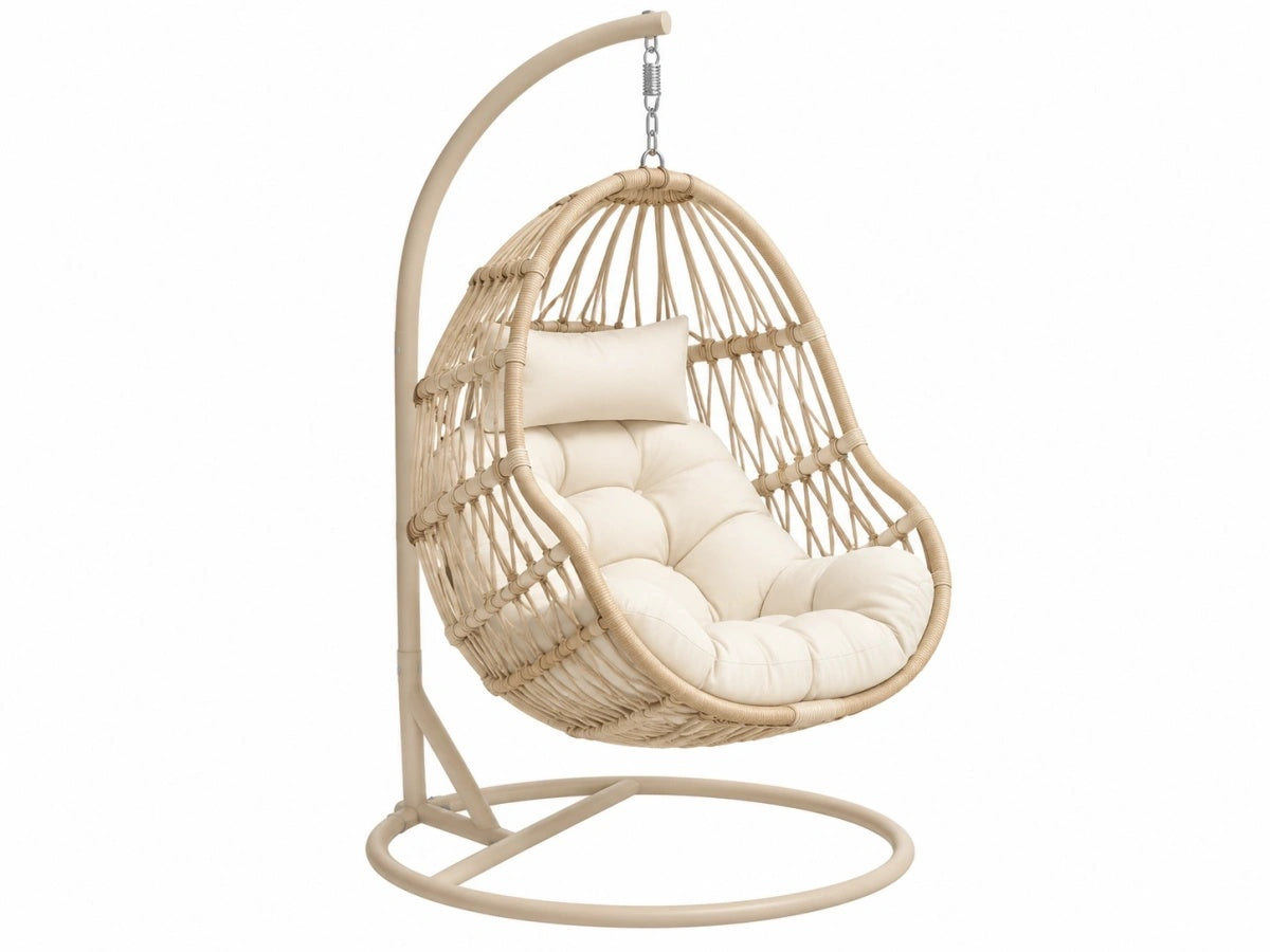 Poltrona Sospesa in Rattan Sintetico con Cuscino - Stile Contemporaneo