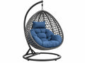 Sedia Sospesa per Esterni - Rattan Grigio/Poliestere Blu - Design Confortevole
