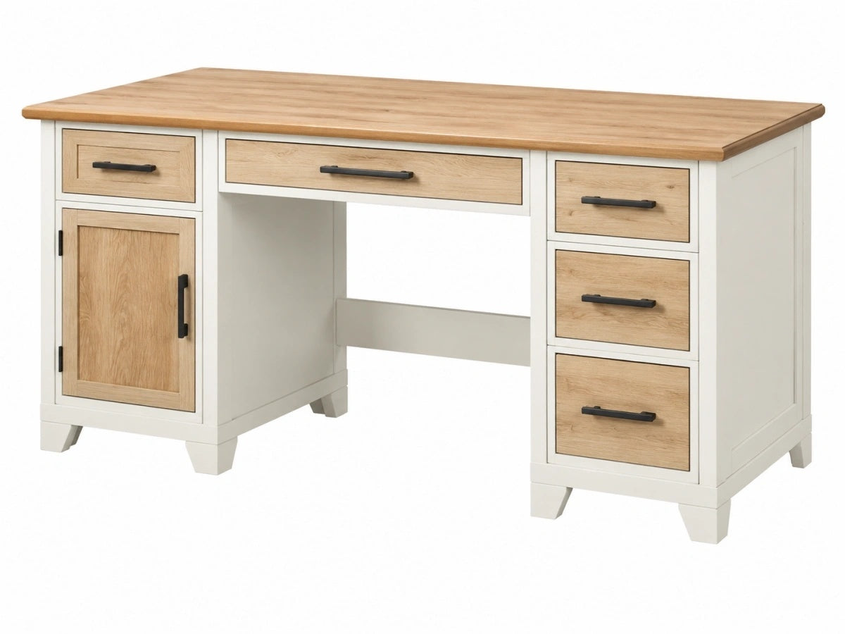 Scrivania in Legno 5 Cassetti con Ripiano