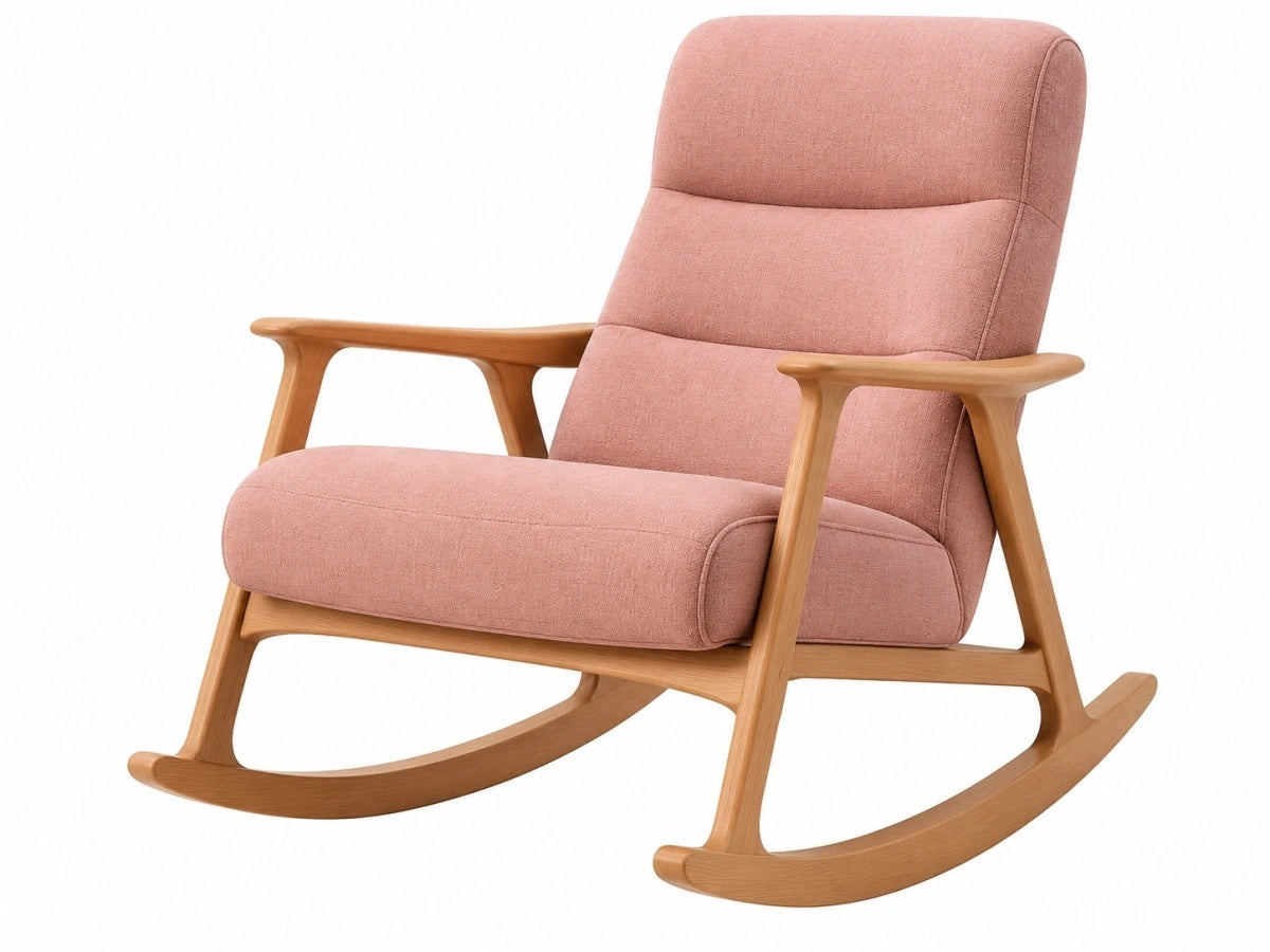 Sedia a Dondolo Stoffa Rosa - Design Confortevole