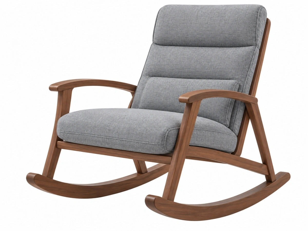Sedia a dondolo - Tessuto Grigio/Legno - Confortevole