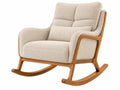 Sedia a Dondolo Imbottita - Tessuto Beige/Legno - Design Confortevole