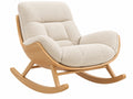 Sedia a Dondolo Imbottita - Legno/Tessuto Beige - Moderna