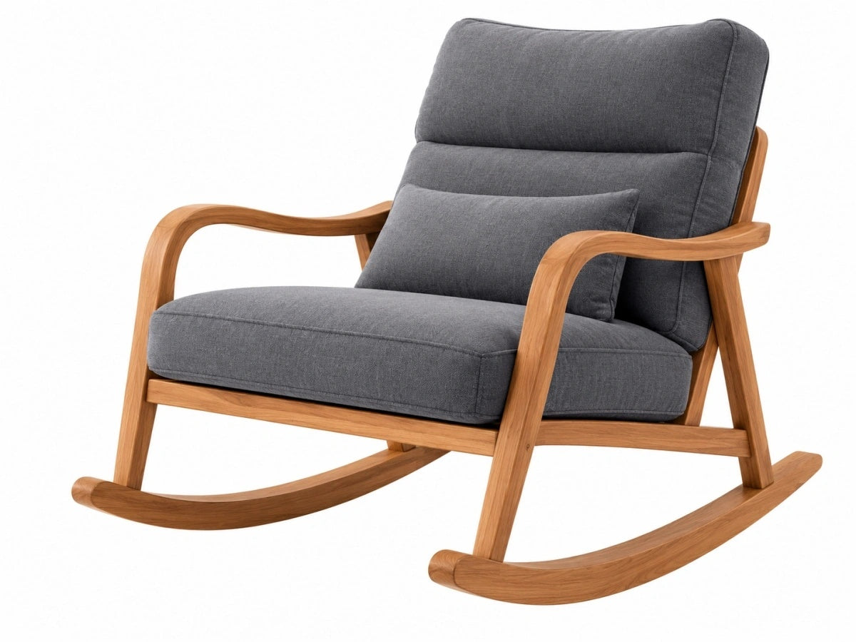 Sedia a dondolo in legno - Grigio Tessuto - Moderna