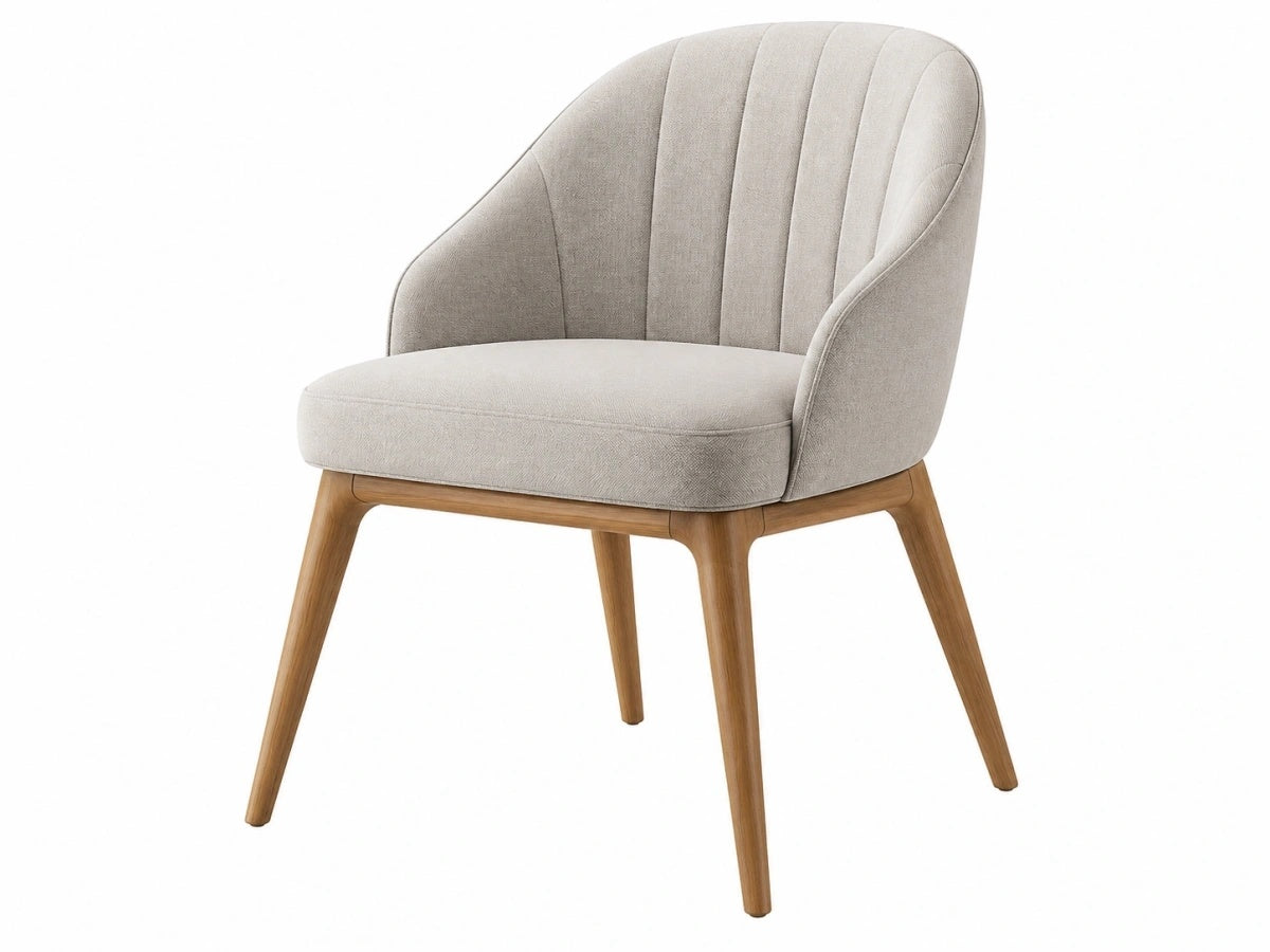 Sedia Imbottita - Tessuto Beige - Gambe Legno
